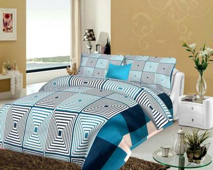 JMD 144 TC Microfiber Double 3D Printed Flat Bedsheet