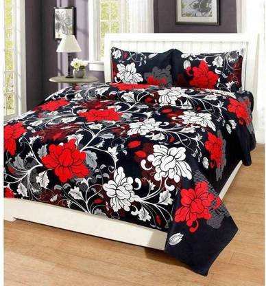 JMD 144 TC Microfiber Double 3D Printed Flat Bedsheet
