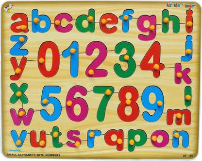 Ehomekart ABC Lower Case Alphabet and Zero to Nine 0-9 Numbers Tray Combined Set - Wooden Jigsaw Puzzle Toy - Learning & Educational Gift for Kids