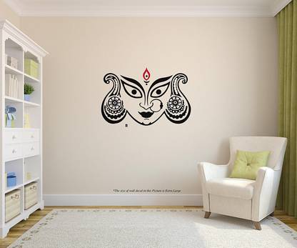 PEACOCKRIDE 60 cm Durga Maa Self Adhesive Sticker