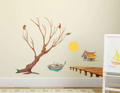 HAPPYSTICKY 150 cm Tree With Sunset Removable Sticker