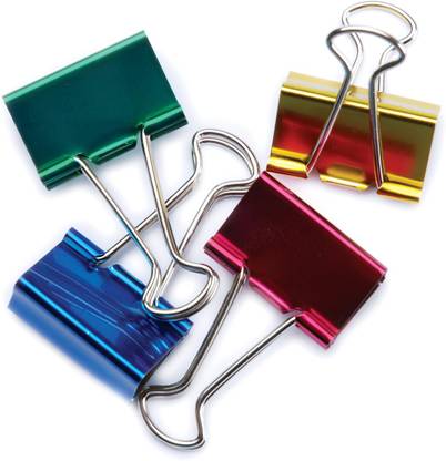 Baumgartens Large Binder Clips 1.25" 4 Per Package - Assorted Colors