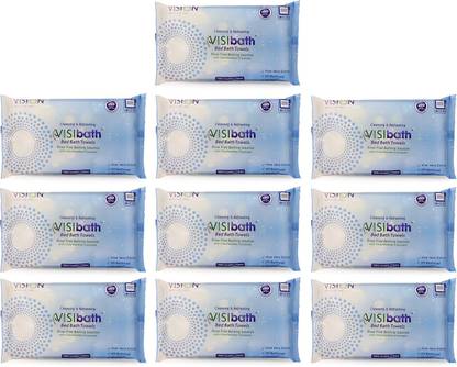 Visibath Large Size Bed Bath Towel ( 10N per pack ) Cleansing & Refreshing wipes Large Size(320mmx320mm) Set Of 10 Packs