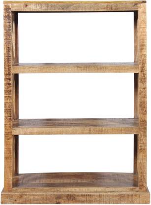 NIDOO Wooden Book Self With Three Shelfs Solid Wood Open Book Shelf