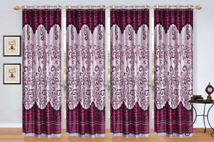 Ville Style 214 cm (7 ft) Polyester Room Darkening Door Curtain (Pack Of 4)