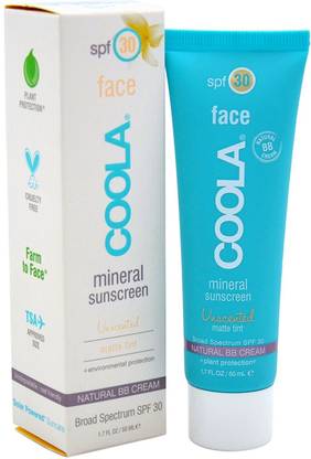 Coola Sunscreen - SPF 50 Mineral Unscented Sunscreen, Matte Tint, Mineral BB Cream, SPF 30