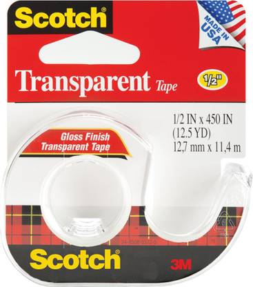 3M Scotch Transparent Tape Gloss - 0.5"X500"