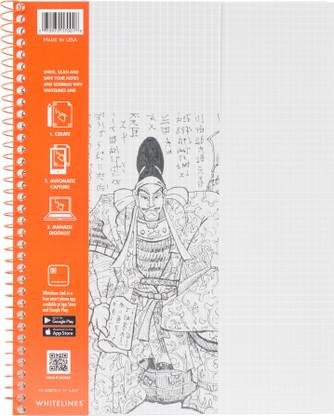 Roaring Spring Whitelines Wirebound Graph Notebook 11"X8.5" 70 Sheets - Grey