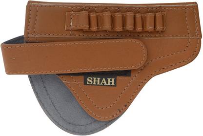 SHAH Unisex Leather .25 Bore Pistol Cover (TAN) Racquet Carry Case/Cover Free Size