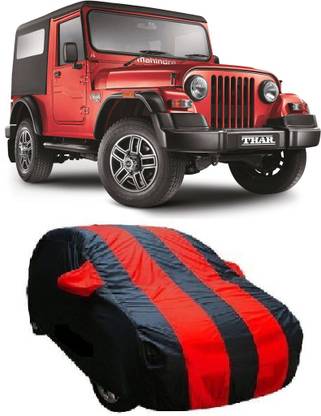 Red Silk Car Cover For Mahindra Thar (With Mirror Pockets)