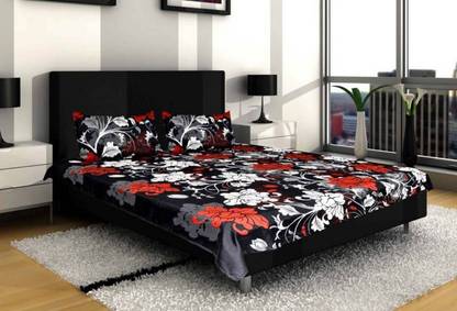 Globe Rudra 144 TC Microfiber Double 3D Printed Flat Bedsheet