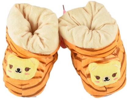 tiekart Funky Orange Flannel Booties Footwear for Baby Boys and Baby Girls Booties