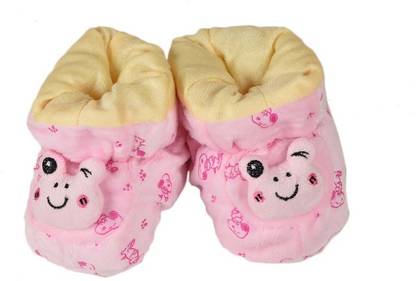 tiekart Funky Pink Flannel Booties Footwear for Baby Boys and Baby Girls Booties