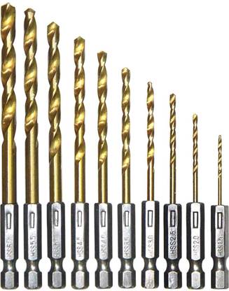ADRAXX HSS-10 Titanium Coated Drill Bits Set Rotary Bit Set