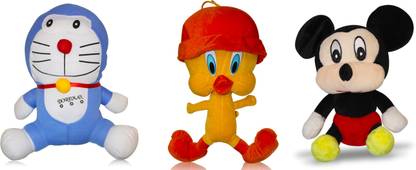 AKSHAT Pack of cartoon characters, Doraemon+Tweety pie+mickey mouse Set of 3 soft cartoon character toy - 33 cm (Multicolour)  - 33 cm