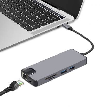 microware TYPE-C TO HDMI 8 IN 1 (LAN+TYPE-C+SD CARD+USB3.0*2+HDMI+VGA 4K HDMI MCS-S-1609 USB Hub