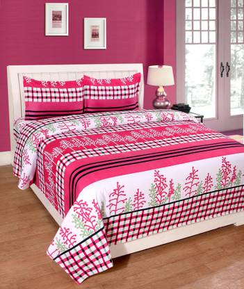 Prime Collection 144 TC Cotton Double 3D Printed Flat Bedsheet