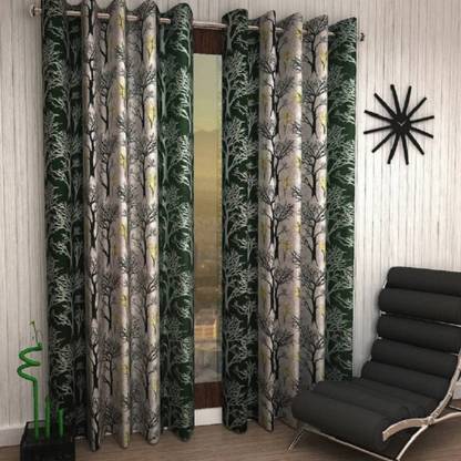 Phyto Home 213 cm (7 ft) Door Polyester Semi Transparent Curtain (Pack Of 2)