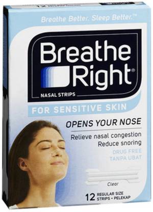 Breathe Right Nasal Strips, For Sensitive Skin, 12 Strips Anti-snoring Device