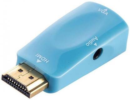 microware HDMI Adapter 0.53 m HDMI to VGA + audio 3.5mm cable extender converter connector adapter HDMI Adapter (Blue)