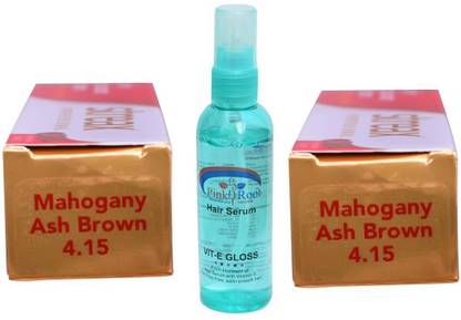 Streax Hair Tube No. 4.15 Mahogany Ash Brown 2 Pcs with Pink Root Hair Serum