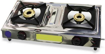 AKSHAT Indane King Stainless Steel Manual Gas Stove (2 Burners) Stainless Steel Manual Gas Stove
