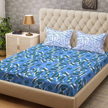 Bombay Dyeing Cotton Double Fitted & Flat 104 TC Abstract Bedsheet