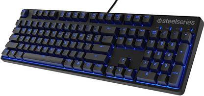 steelseries Apex M400 Illuminated Mechanical - Linear Switch - Blue LED Backlit - Media Controls - Steel Back Plate Wired USB Standard Gaming Keyboard Compatible with Desktop, Laptop, Mac