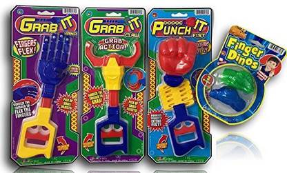 JaRu Punch It, Grab It 3 Pack , Claw Toy And Free Gift Finger Dinos Bundle Combo. Colors May Vary. Great Birthday Party Favors. B6