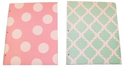 Studio C Arolina Pad Set Of 2 Poly Folders ~ Pattern Play (Pink Polka Dot, Green And White Design)