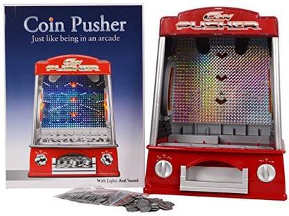 Eight hours Coin Pusher Machine Arcade Game Battery Operated Music Flashlight Voice New + Free E-Book