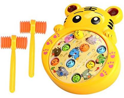 PINCHUANGHUI Percussion Toy, Kids Cuet Cartoon Pattern Electronic Whac-A-Mole Game Percussion Toy With Music Effect And Hammers(Tiger)