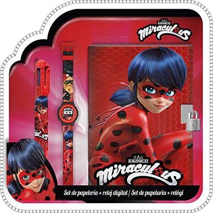prodigiosa Miraculous Ladybug Diary Set Gift Digital Clock And Pen