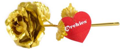 ARCHIES 100% Authentic 24K Gold Rose with Beautiful Gift Box and Carry Bag - Best Gift On Valentine's Day / Rose Day Gold Rose Artificial Flower