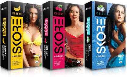 SKORE Condom ( Banana, Cherry, Cool ) Condom