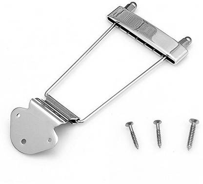 KOCOME Chrome 6 String Guitar Tailpiece Trapeze Open Frame Bridge For Archtop Guitar