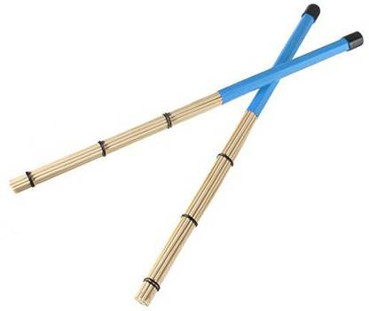 BangBang 40Cm Rock Jazz Drum Brushes Sticks Made Of Bamboo Rubber Handle Wood Tip (1Pair: Color Blue)