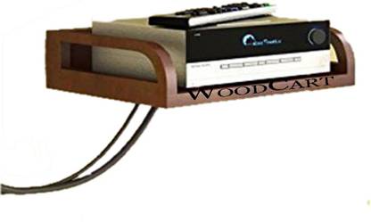WoodCart Set-up Box Stand for Dish TV/Tata Sky/Videocon D2h/ Relience & other Local Set-up Boxes With Brown Coloured Overhead Storage Shelf