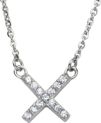INOX JEWELRY Twinkle Collection CZ 'X' Cubic Zirconia Stainless Steel Pendant