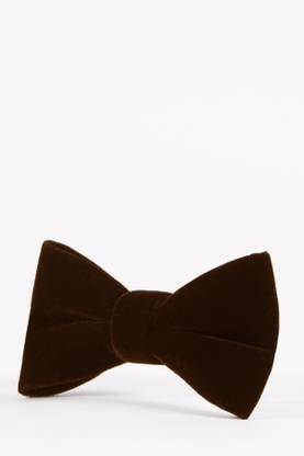 FOBHIYA Velvet Regular Bow Tie in Dark Brown Solid Men Tie