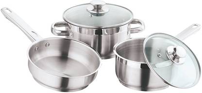 VINOD Vinod Cookware Induction Friendly Cookware Set, 3-Pieces Induction Bottom Cookware Set