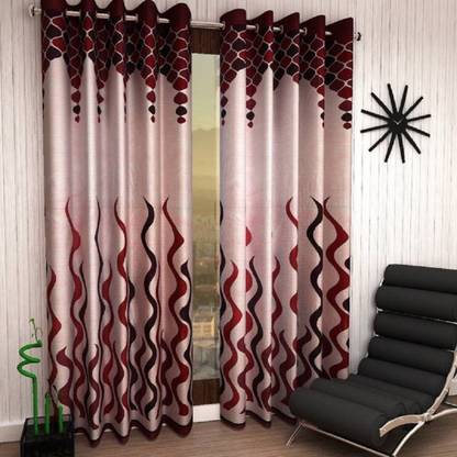 Home Garage 153 cm (5 ft) Window Polyester Semi Transparent Curtain (Pack Of 2)