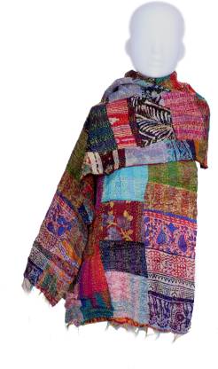 Indistar Embroidered Silk Kantha Work Women Stole