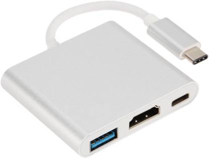 AlexVyan  TV-out Cable Usb 3.1 Type-C To Hdtv Hdmi Adapter 4K/Usb3.0/Type C Convertor Cable Adapter For New Apple Macbook/Chromebook Pixel/Dell Xps13/Yoga 900/Lumia 950Xl/Usb-C Devices To Hdtv/Projector 3 In 1 Hub [Plug and Play]