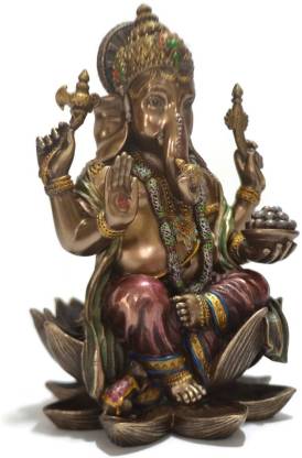 Bonded Bronze Gold cast Resin Ganesha Murti Idol Statue Height 7 inches