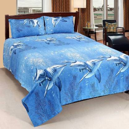 Home Tex Fab Polycotton Double Flat 144 TC Self Design Bedsheet