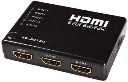 microware HDMI Switcher 5 Ports with Remote Control 1.4b 501 Media Streaming Device (Black) Media Streaming Device
