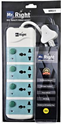 Mr. Right MR-511 3 Meter Wire Power Strip Extension Cord board 4 switch 4  Socket Extension Boards