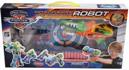 Kiditos Robot Soft Bullet Blaster Transforming Gun with Robot, Goggles and 14 Bullets Guns & Darts
