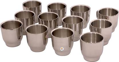KDT Pack of 12 Stainless Steel Steel Tea Cup S - Set of 12 Pieces